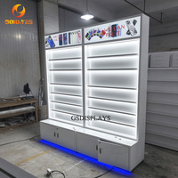 Rak Display Ponsel Berlampu LED, Unit Rak Bertingkat untuk Toko Ponsel
