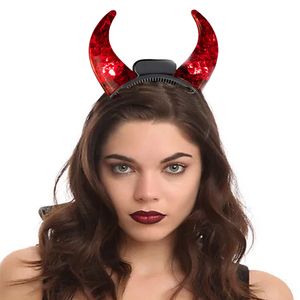 Fascia per Capelli con Corna del Diavolo Lampeggianti LED, Accessorio per Feste di Halloween e Capodanno 2023, Elastici per Capelli 3D in Acrilico a Forma di Coniglio Pasquale - Product Image 2