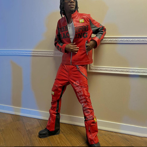 Tute da ginnastica personalizzate <span class=keywords><strong>di</strong></span> alta qualità da uomo due pezzi giacche da moto e <span class=keywords><strong>pantaloni</strong></span> in <span class=keywords><strong>pelle</strong></span> impilati <span class=keywords><strong>tuta</strong></span> sportiva in <span class=keywords><strong>pelle</strong></span> felpa - Product Image 4