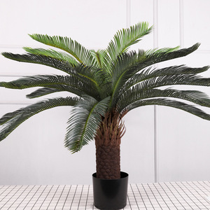 Planta Artificial de Cícada Bonsái, Alta Simulación, Decoración Interior para Hogar y Oficina, Estilo Palmera, Maceta Negra, Varios Tamaños - Product Image 1