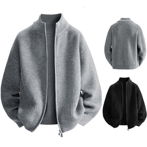 Vente en gros <span class=keywords><strong>de</strong></span> pulls à fermeture éclair <span class=keywords><strong>de</strong></span> <span class=keywords><strong>marque</strong></span>, couleur unie, tricot pour hommes, vente chaude, veste ample d'hiver - Product Image 1