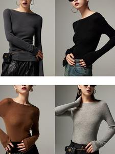 Maglione Artemisia di Lusso in Cashmere e Seta Senza Cuciture, Collo in Seta di Gelso, Maglia <span class=keywords><strong>Base</strong></span> Invernale da Donna Stile Coreano Tinta Unita - Product Image 3