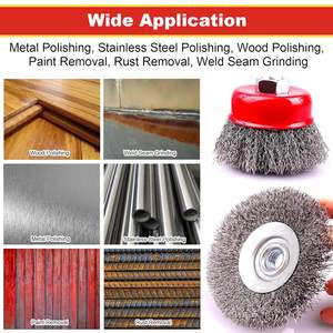 2 pak 4 inci sikat roda kawat keriting kasar 4 1/2 Gerinda sudut 5/8 inci-11 Arbor berulir 0.014 inci baja karbon - Product Image 6