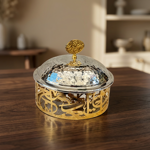 Round Metal Casserole Dish with Glass-Embedded Stainless Steel <b>Lid</b> Polished Gold Design Modern Luxury Durable - Product Image 6