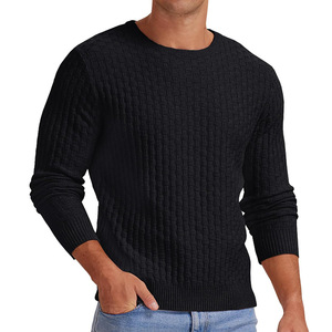Herbst Winter Herren Waffelstrick-Pullover mit Rundhalsausschnitt Gitterstruktur-Pullover mit Geripptem Saum Slim Fit Lässiger Klassischer Jumper - Product Image 2