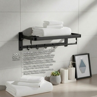 Porte-serviettes mural réglable et pliable en acier inoxydable 201, écologique, 60 cm, avec crochets, pour salle de bain d'hôtel