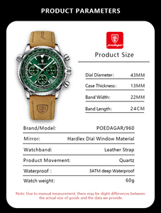 <span class=keywords><strong>Orologio</strong></span> POEDAGAR di Lusso da Uomo Stile <span class=keywords><strong>Militare</strong></span> Impermeabile Luminoso con Datario Cronografo in Acciaio al Quarzo da Business - Product Image 2