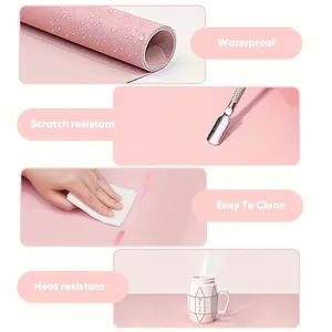 Alfombrilla de cuero plegable para mesa de manicura, cojín de apoyo para manos y brazos, impermeable, resistente a arañazos y suciedad, para estudio. - Product Image 3