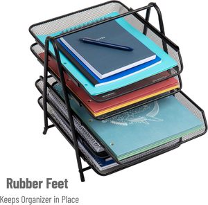 4-Tier Black Eco-friendly Metal Mesh Desk <b>Organizer</b> Document Tray Paper Sorter Rack <b>File</b> Holder Office Home School Magazine - Product Image 4