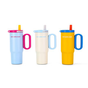 Bouteille isotherme en acier inoxydable givré, anti-fuite, pour boissons chaudes ou froides, avec couvercle, poignée et paille - Product Image 5