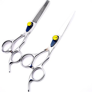 Juego de tijeras profesionales para el cabello de 6 pulgadas, acero inoxidable 440C, tijeras planas y de entresacar, para diestros, mango mediano - Product Image 1