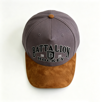 Topi Snapback 5 Panel Suede Katun Unisex Bordir Logo Custom, Bordir Tangan, Puff Printing,  dengan Tali dan Aksen Lengkung Tanpa Struktur