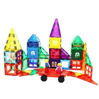 Wellbbplay 100pcs Set Ubin Magnetik Kreatif untuk Anak-anak, Blok Konstruksi DIY Rumah, Kendaraan, dan Hewan