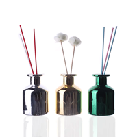 Bouteille de diffuseur de parfum en verre de roseau Bouteille de diffuseur en verre coloré par galvanoplastie personnalisée en gros