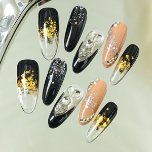 Uñas postizas acrílicas de cobertura completa de almendra al por mayor, de lujo, hechas a mano, de alta calidad, con etiqueta privada. - Product Image 1