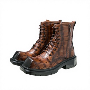 Nouveautés d'hiver - Bottines en cuir PU à lacets avec motif pierre et semelle intérieure EVA pour hommes - Product Image 2