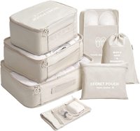 Cubes de compression personnalisés en 7 pièces |   Organiseurs de voyage en polyester style sportif avec fermeture éclair, technologie de couture, imperméables pour