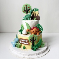 Schattige dieren Happy Birthday 3D dinosaurus thema taartdecoraties voor babyshower taartdecoratie