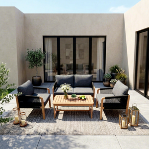 Conjunto de Sofá de Madera de Acacia Contemporáneo (4 Piezas), Plegable, Ecológico, para Jardín, Villa, Hotel, Muebles de Madera de Teca, Venta al Por Mayor - Product Image 1