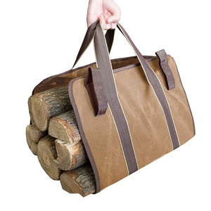 Canvas Firewood Carrier Tote Large Fire Wood Bag Durable Firewood Log Carrying Bag