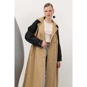 เสื้อโค้ทเทรนช์ผู้หญิง สีคาเมล สีดำ แขนยาว กันน้ำ ผ้าทอ สวมใส่สบายทุกฤดู - Product Image 1