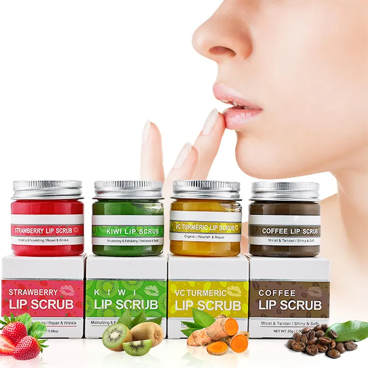 Private Label Vendors Lipscrub Lightening Moisturizing Exfoliant Organic Vegan Lips Care Coffee Pink Lip Scrub