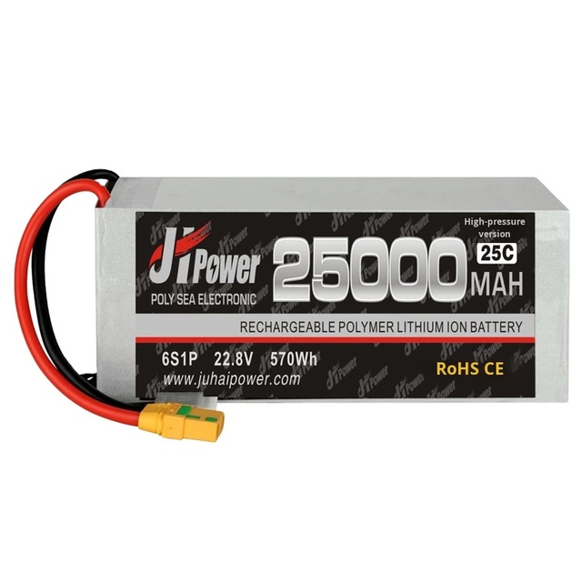 Juhai High Voltage 22000/25000mAh 6S 22.8V 25C Aircraft Plant Protection Drone Battery 2720g -20 to 60C lifetime 800times