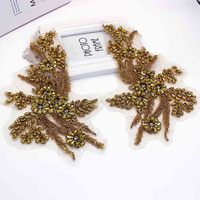 Patch brodé de fleurs 3D en strass colorés et perles, avec applique en dentelle thermocollante en PVC et paillettes, pour chapeaux et vêtements