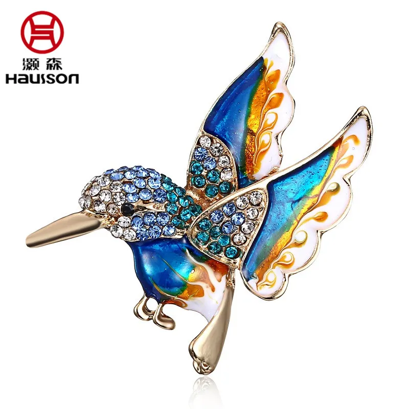 Hot sale vintage antique hummingbird brooch pin enamel pearl animal bird brooch