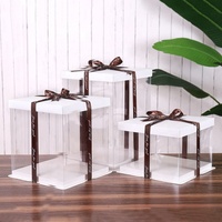 Boîte à gâteau transparente personnalisée de qualité alimentaire, gaufrage, laminage brillant/mat, revêtement UV, logo personnalisé noir pour mariage/anniversaire