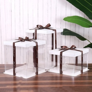 Food Grade Custom Different Size Wedding Birthday Party <b>Black</b> Transparent Cake <b>Box</b> - Product Image 6