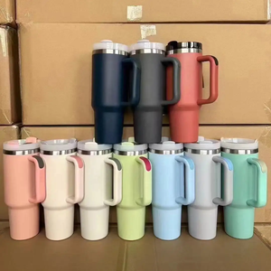 Gobelet de voyage isotherme à double paroi en acier inoxydable de 40 oz, style américain, réutilisable, grande capacité, pour bière, café, avec paille - Product Image 1
