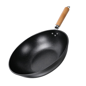 Wok de acero con alto contenido de carbono de 28 cm, cuerpo de una sola pieza, resistente a arañazos, al desgaste y a la corrosión, en stock. - Product Image 2