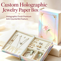 Boîte à bijoux de luxe en papier personnalisée avec étiquette holographique 3D anti-contrefaçon, emballage cadeau pour bague, logo OEM
