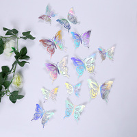 Vente en gros Décorations papillon or rouge argent bleu rose Décoration murale papillon 3D Décorations de fête papillon