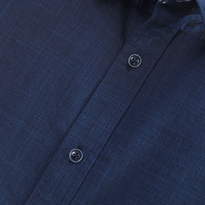 เสื้อเชิ้ตแขนสั้นลำลองสีน้ำเงินเข้มสำหรับผู้ชายผ้าฝ้าย 100% แฟชั่นฤดูร้อนสวมใส่ได้ทุกวัน - Product Image 5