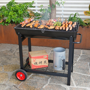 Rust Proof Enamel Barbecue Grill 88x47x76cm Trolley Outdoor Patio Camping Use - Product Image 1