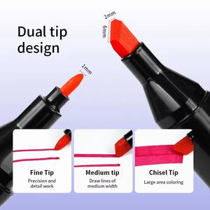 شعار مخصص رخيص 60-ألوان جرافيتي مزدوج الحافة رسم دائم على الكحول أقلام تلوين - Product Image 4