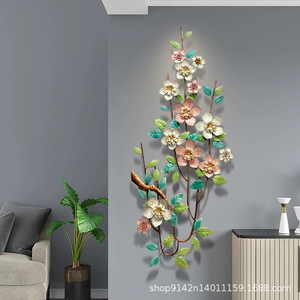 Decoración de Pared de <span class=keywords><strong>Metal</strong></span> Art Deco Creativa, Flores de Rama Hechas a Mano, Escultura 3D, Artículos de Decoración de Pared para Sala de Estar - Product Image 3
