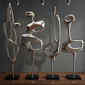 Abstract Aluminium Modern Eco-Friendly Sculptures Set of 4 Handmade Contemporary Art Tabletop Decor Living Room Metal Craft - Product Image 2