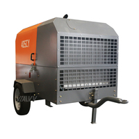 Compresseur d'air à vis pour l'exploitation minière, refroidi par air, moteur diesel, Vialvv 185cfm 7bar 8bar, portable avec roues, marteau perforateur