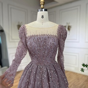 Serene Hill LA71915 핑크 비즈 롱슬리브 A라인 글리터 드레스 이브닝 파티 웨딩 드레스 - Product Image 2