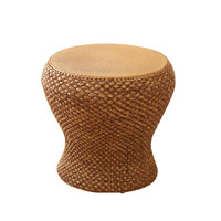 Table basse mobile de luxe en rotin et bambou avec tabouret de salon pour balcon et salon