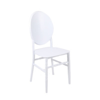 Chaise de jardin fantôme élégante et luxueuse en résine blanche/dorée/argentée à dossier ovale pour ferme, hôtel, salle à manger, événements extérieurs et mariages (vente en gros)