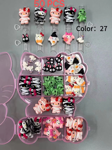 Suministro a granel, 50/60 Uds., vendaje de Halloween, gatito, cabeza de Calavera, oso, esqueleto, lazo, decoración, funda de teléfono basura, dijes, accesorios de horquilla - Product Image 2