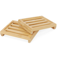 Support de Savon en Bois de Bambou Personnalisé avec Logo, Plateau de Rangement Naturel pour Salle de Bain avec Drain