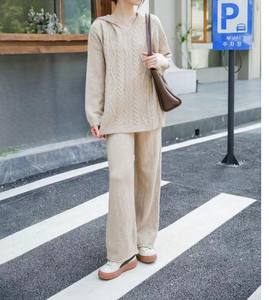 Maglione invernale lavorato a maglia e pantaloni Set due pezzi, <span class=keywords><strong>abbigliamento</strong></span> <span class=keywords><strong>sportivo</strong></span> da donna <span class=keywords><strong>elegante</strong></span>, Casual, ampio, snellente e Versatile - Product Image 3