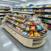 Étagère de présentation moderne pour aliments en vrac, vitrine à bonbons en bois avec bacs en acrylique pour supermarché et épicerie