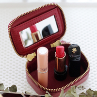 Étui pour rouge à lèvres vintage fait à la main avec pompon étui pour rouge à lèvres avec fermeture éclair étui pour rouge à lèvres miroir pour dame