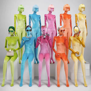 女性半/全身人体模型彩色天鹅绒面料人体模型彩色木制手臂 - Product Image 3